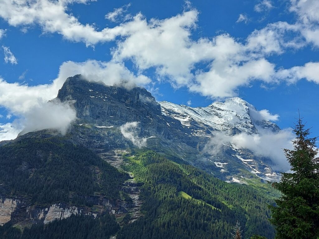View of the Eiger north face from Grindelwald Switzerland